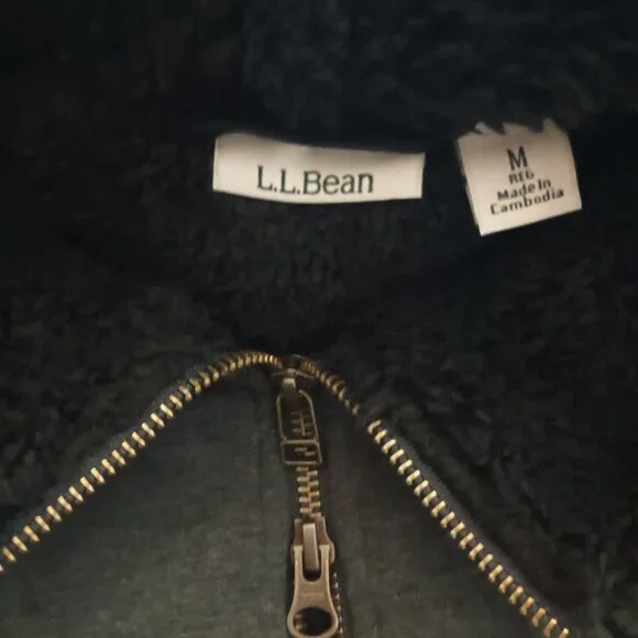 L.L. Bean 1912 Sherpa-Lined Full-Zip Long Sweatshirt Charcoal Women’s Size M - Picture 5 of 16